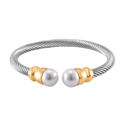 Kunststoff Perle Armreif, Flexibel, Reiner Edelstahl Bicolor