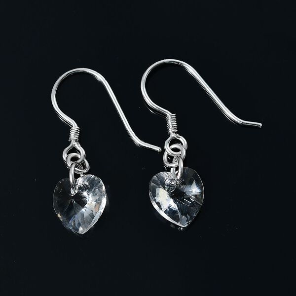 J Francis gefertigt mit SWAROVSKI- Weiße Swarovski Kristall Herz Ohrringe image number 3