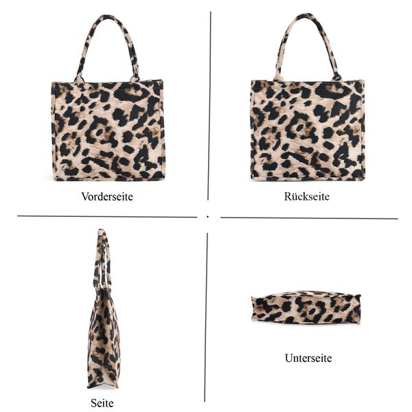 Leopardenmuster Set, Shopper 40x12x35cm und Handy-Umh&auml;ngetasche 20x10,92x1,98cm image number 4