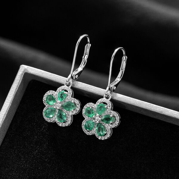 AAA Kagem sambische Smaragd und Zirkon-Ohrringe - 1,97 ct. image number 1