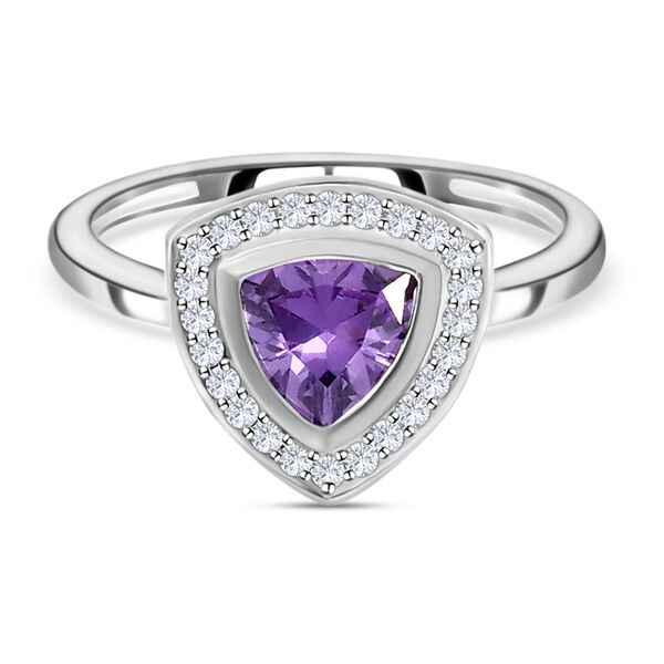 LUSTRO STELLA - Amethyst Zirkonia und wei&szlig;er Zirkonia-Ring, 925 Silber  ca. 1,49 ct