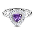 LUSTRO STELLA - Amethyst Zirkonia und weißer Zirkonia-Ring, 925 Silber (Größe 16.00) ca. 1,49 ct