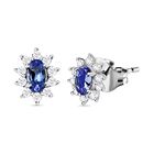 AA Tansanit, Weißer Zirkon Ohrringe 925 Silber platiniert ca. 0.89 ct