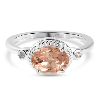 Morganit Triplett Quarz und Zirkon Ring 925 Silber (Gr&ouml;&szlig;e 16.00) ca. 1,50 ct