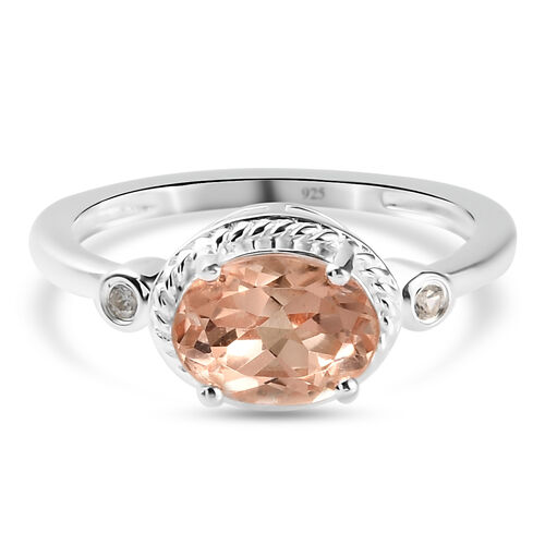 Morganit Triplett Quarz und Zirkon Ring 925 Silber  ca. 1,50 ct image number 0