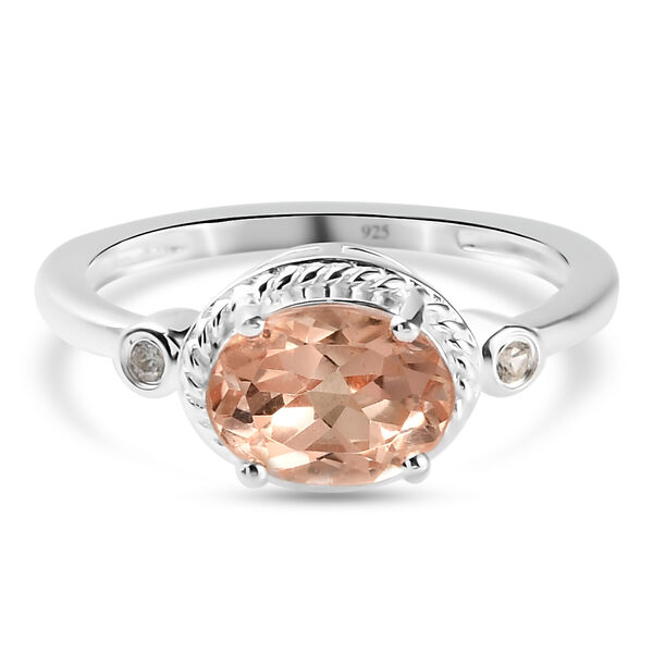 Morganit Triplett Quarz und Zirkon Ring 925 Silber  ca. 1,50 ct