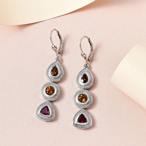 Nat&uuml;rlicher mehrfarbiger Turmalin Ohrringe, 925 Silber platiniert ca. 2.35 ct image number 2