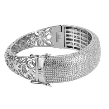 Wei&szlig;er Zirkon Armreif ca. 19 cm 925 Silber rhodiniert ca. 13,18 ct.