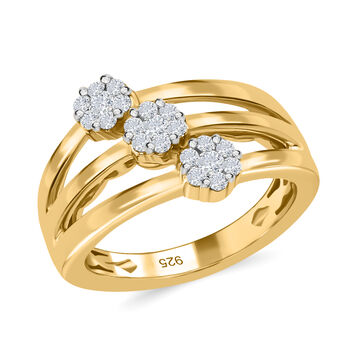 Diamant Ring 925 Silber Gelbgold Vermeil