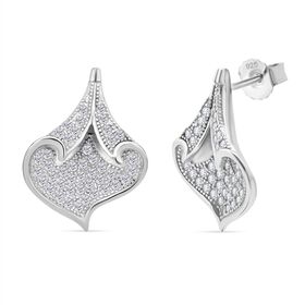 Lustro Stella Weißer Zirkonia Ohrringe 925 Silber rhodiniert