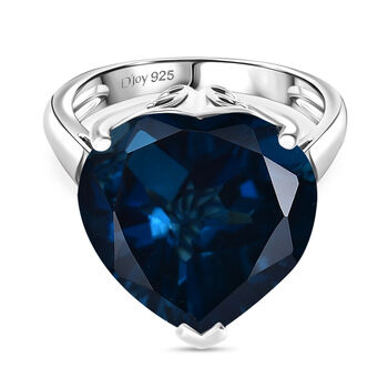D'Joy London Blau Topas Ring 925 Silber rhodiniert (Gr&ouml;&szlig;e 17.00) ca. 16,77 ct