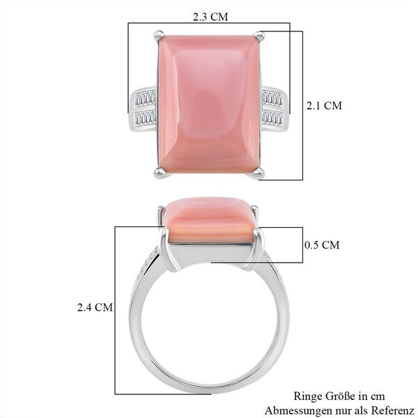 D'Joy Natürlicher Rosa Königsmuschel Perle (18x13 mm), Moissanit Ring 925 Silber rhodiniert (Größe 18.00) ca. 10.90 ct image number 4