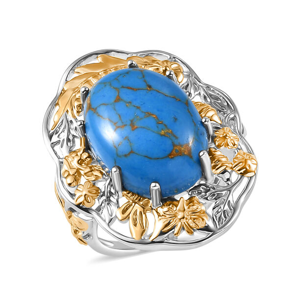 EVER TRUE AA Blauer Mojave T&uuml;rkis Ring Nickelfreies Messing Zweifarbige Beschichtung (Gr&ouml;&szlig;e 18.00) ca. 10,53 ct image number 3