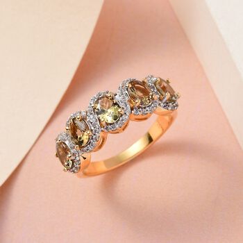 Nat&uuml;rlicher, goldener Tansanit und wei&szlig;er Zirkon-Ring - 2,12 ct.