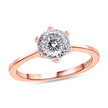 D'Joy Moissanit Ring, 925 Silber 750 Ros&eacute;gold Vermeil - 1,38 ct.