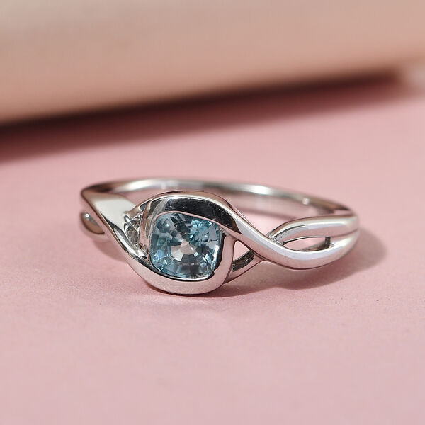 Kambodschanischer blauer Zirkon Ring 925 Silber platiniert  ca. 0,91 ct image number 2