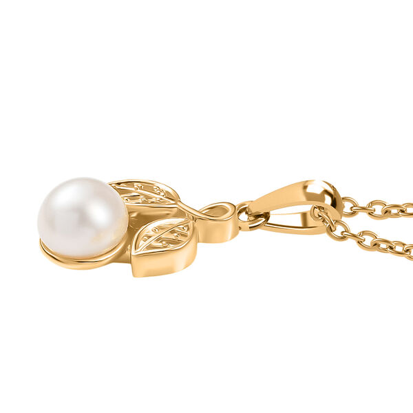 3er Set - Süßwasser Perle (6-8 mm) Anhänger, Ring und Ohrringe, (Größe 18.00), goldfarben image number 8