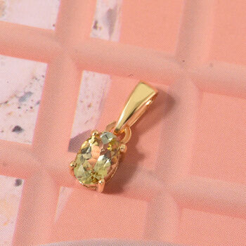D'Joy Nat&uuml;rlicher goldener Tansanit Anh&auml;nger 925 Silber vergoldet ca. 0,48 ct.