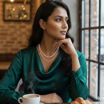 2er-Set Halsketten, Edelstahl, silberfarben, Gliederkette und Schlangenketten-Optik, ca. 50 + 5 cm