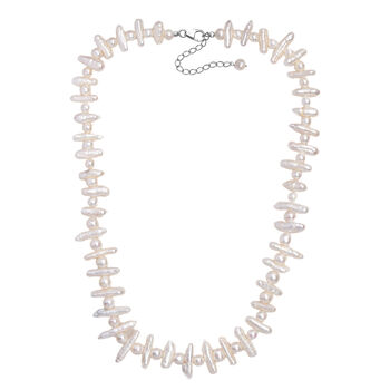 Wei&szlig;e S&uuml;&szlig;wasser Perle Halskette ca. 45 cm+ 5 cm Extender, 925 Silber rhodiniert