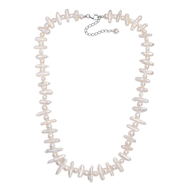 Weiße Süßwasser Perle Halskette ca. 45 cm+ 5 cm Extender, 925 Silber rhodiniert image number 3