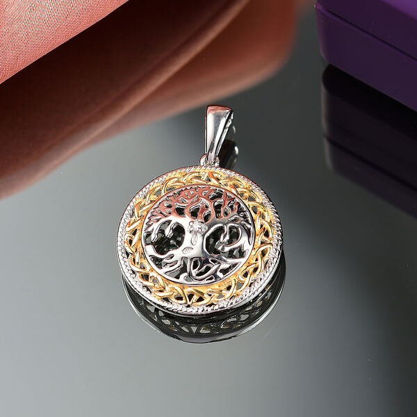 D joy Moissanit Anh&auml;nger 925 Silber platiniert und vergoldet image number 2