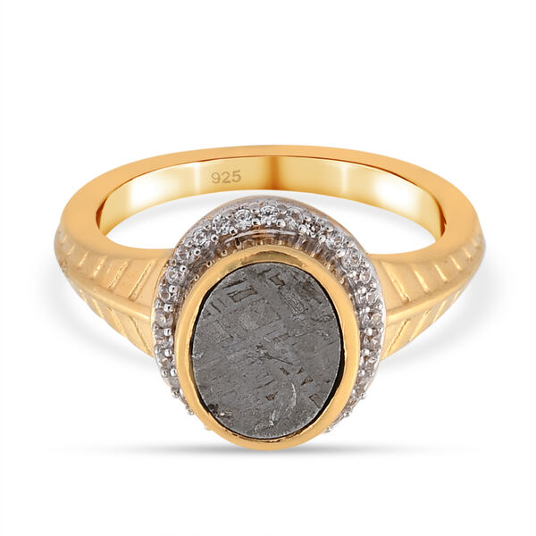 Meteorit und Zirkon Ring 925 Silber vergoldet  ca. 4,80 ct image number 0