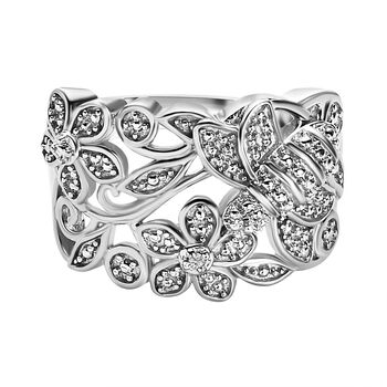 Wei&szlig;er Diamant Ring, 925 Silber platiniert (Gr&ouml;&szlig;e 21.00)