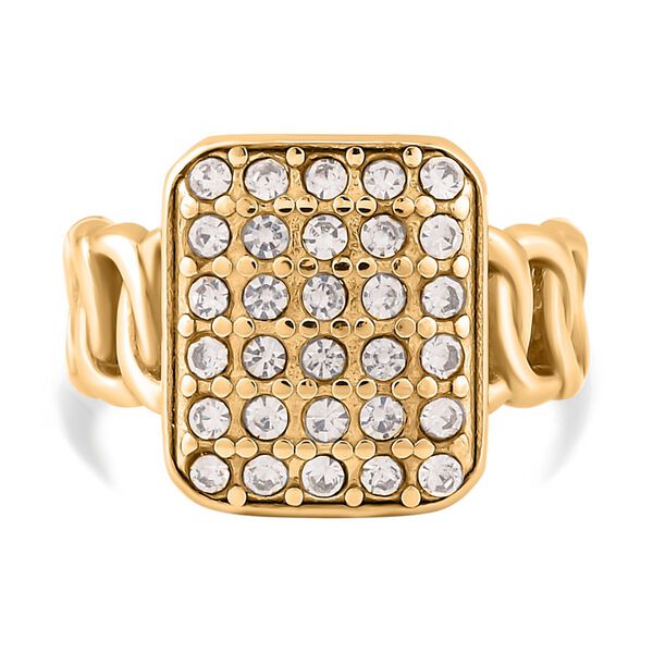 Weißer Kristall Ring, 316L Edelstahl (Größe 16.00), goldfarben image number 3