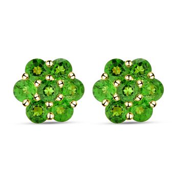 Nat&uuml;rliche Chromdiopsid-Ohrringe, 925 Silber vergoldet ca. 1,00 ct