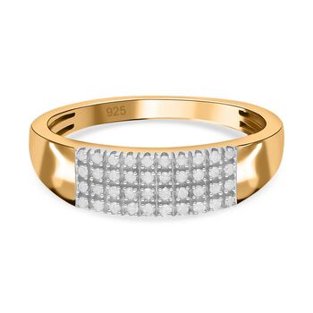 Wei&szlig;er Diamant Ring, 925 Silber Gelbgold Vermeil, (Gr&ouml;&szlig;e 16.00) ca. 0.20 ct