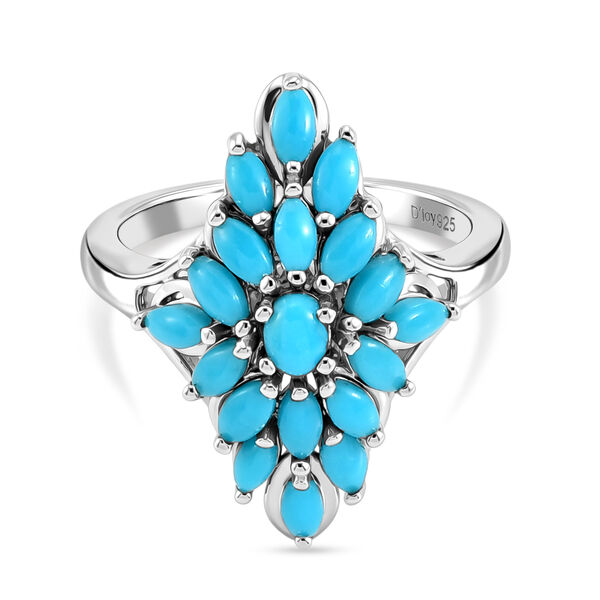 D'Joy Sleeping Beauty T&uuml;rkis Ring 925 Silber Rhodiniert (Gr&ouml;&szlig;e 18.00) ca. 1,68 ct