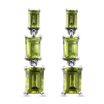 Nat&uuml;rlicher Peridot Tropfen-Ohrringe, 925 Silber platiniert ca. 4,02 ct