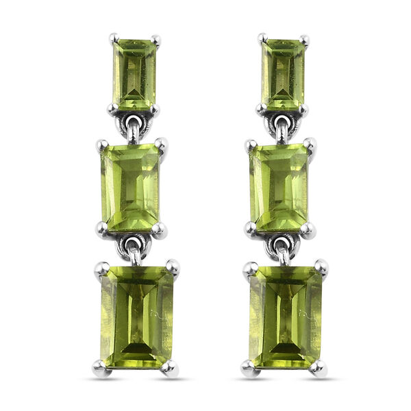 Nat&uuml;rlicher Peridot Tropfen-Ohrh&auml;nger, 925 Silber platiniert ca. 4,02 ct&nbsp;