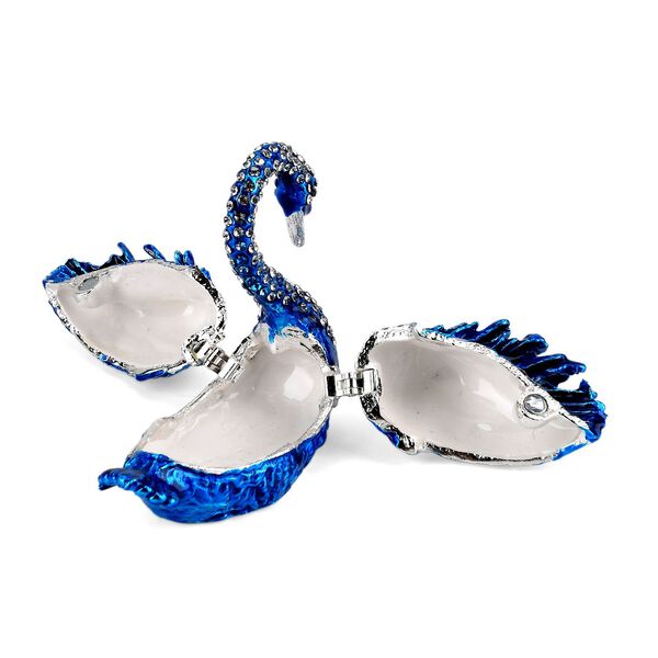 " Swan Trinket Storage Box Material:metal& synthetic crystal color: Blue size: 7*5*7cm" image number 6