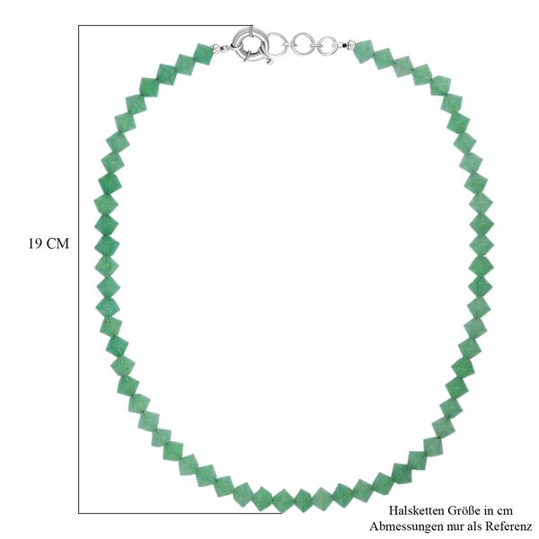 Gr&uuml;ner Aventurin Halskette ca. 50 cm mit 2.5 cm extender, Nickelfreies Messing platiniert ca. 250.00 ct image number 6