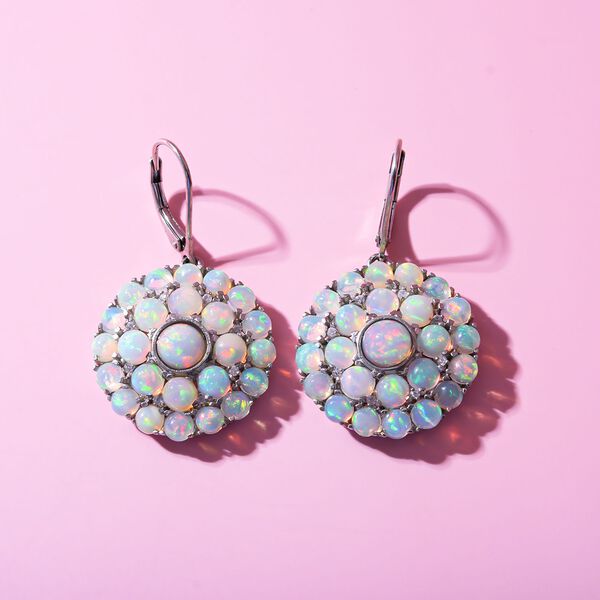 Nat&uuml;rliche, &auml;thiopische Welo Opal Ohrringe, 925 Silber platiniert ca. 7.64 ct image number 1