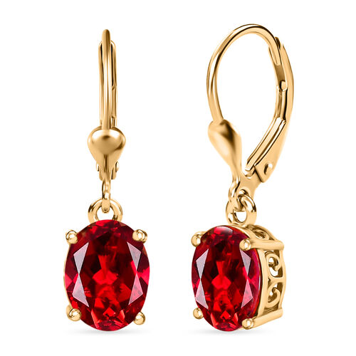 D'Joy Lab Created Padparadscha-Saphir Ohrringe 925 Silber 750 Gelb Vergoldet ca. 5.11 ct image number 0