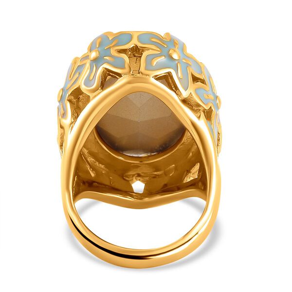 Blauer Kristall Ring, Reiner Edelstahl emailliert (Größe 17.00) image number 5
