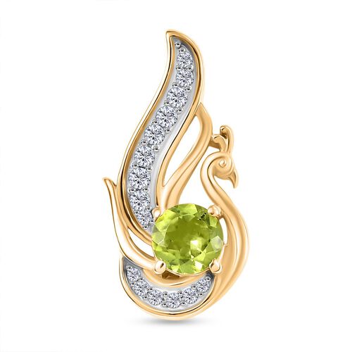 Peridot, Weißer Zirkon Anhänger 925 Silber vergoldet ca. 0,72 ct. image number 0