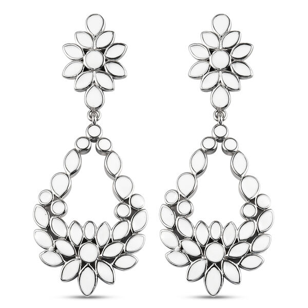 Floral emalliert Ohrh&auml;nger Messing platiniert&nbsp;