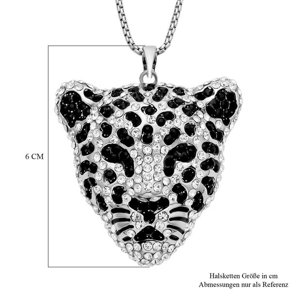 Wei&szlig;er und schwarzer Kristall-Leopard-Anh&auml;nger mit Kette - 4 ct. image number 6