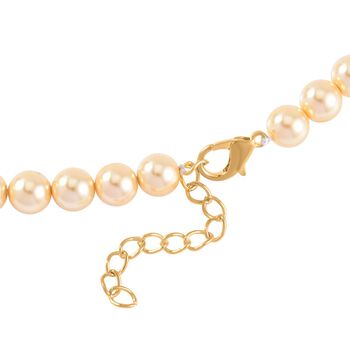 Gelbes Tigerauge, Goldene Muschelperle (8 mm) Halskette, ca. 60 cm mit 5 cm extender, Gelb