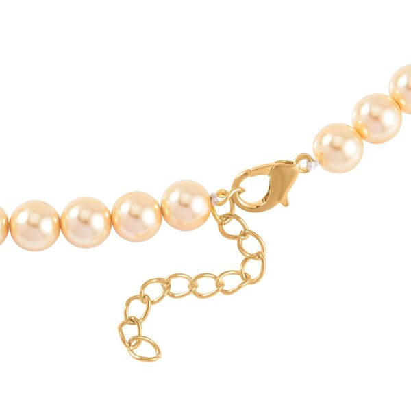 Gelbes Tigerauge, Goldene Muschelperle (8 mm) Halskette, ca. 60 cm mit 5 cm extender, Gelb image number 4