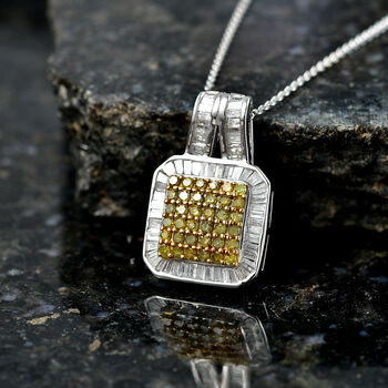 D'Joy Gelber Diamant, Wei&szlig;er Diamant Schmuckset ca. 50 cm 925 Silber rhodiniert ca. 1,00 ct.