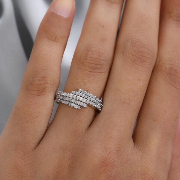 Diamant Bypass Ring 925 Silber Gelbgold Vermeil image number 3