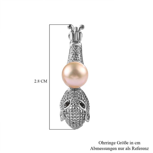 Rosa Süßwasserperle und schwarze Spinell-Ohrringe image number 5