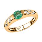 Kagem Sambischer Smaragd, Weißer Zirkon Ring, 925 Silber vergoldet (Größe 20.00) ca. 0.58 ct image number 3