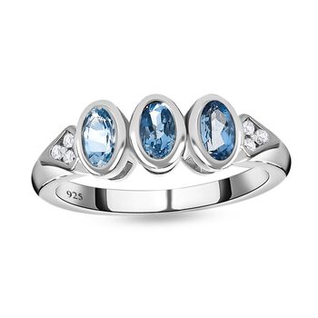 Santamaria Aquamarin und  Zirkon Ring, ca. 0,72 ct