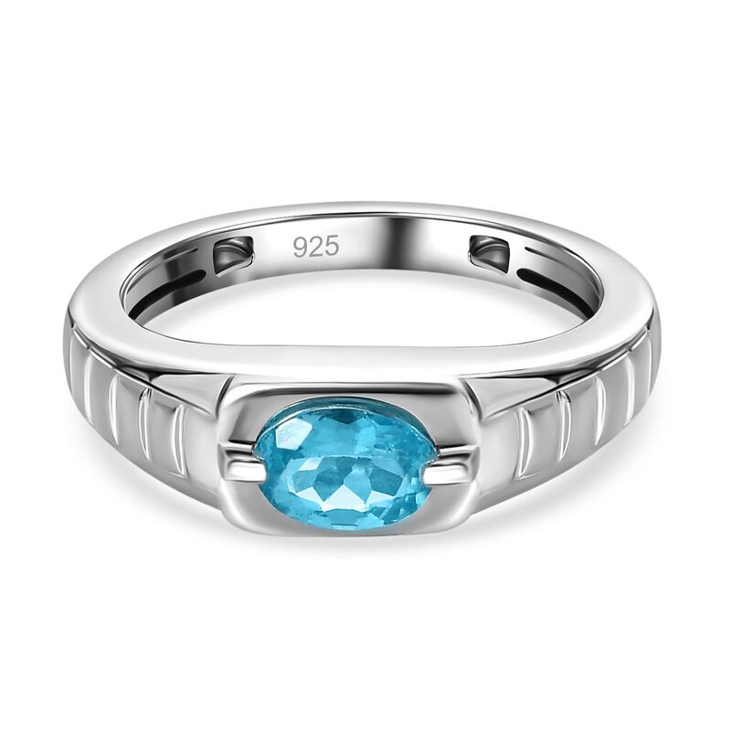 Paraiba-Apatit Ring 925 Silber platiniert (Größe 20.00) ca. 0.84 ct image number 0